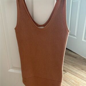 Abercrombie & Fitch Orange Ribbed Sleeveless Bodysuit
